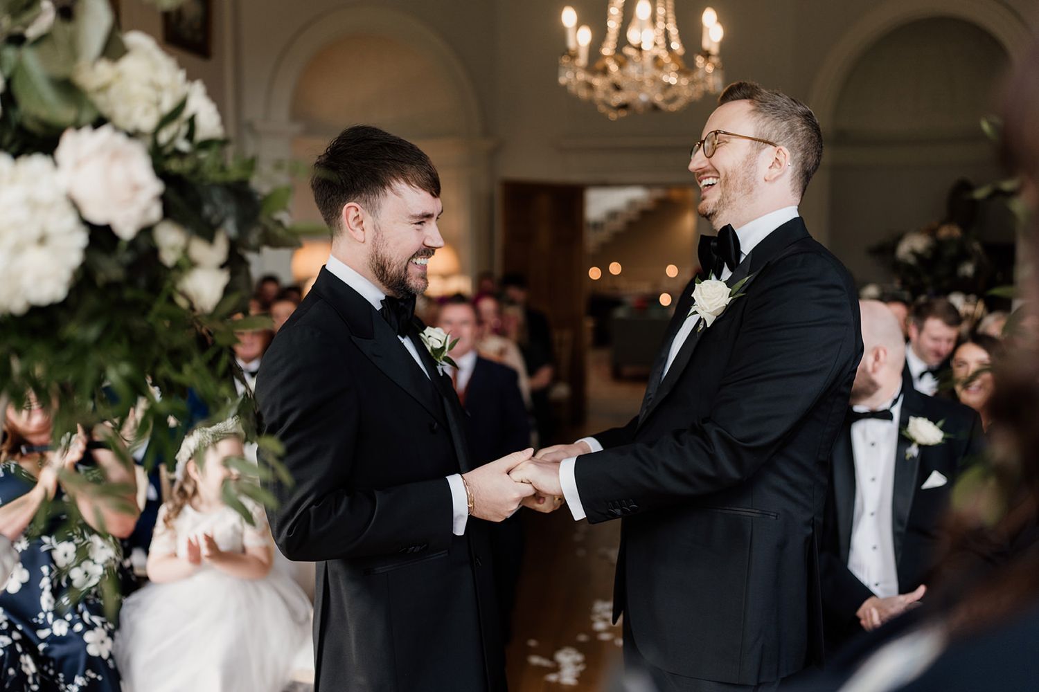 An intimate ceremony in the Main House at Middleton Lodge, with soft natural light and elegant floral styling.