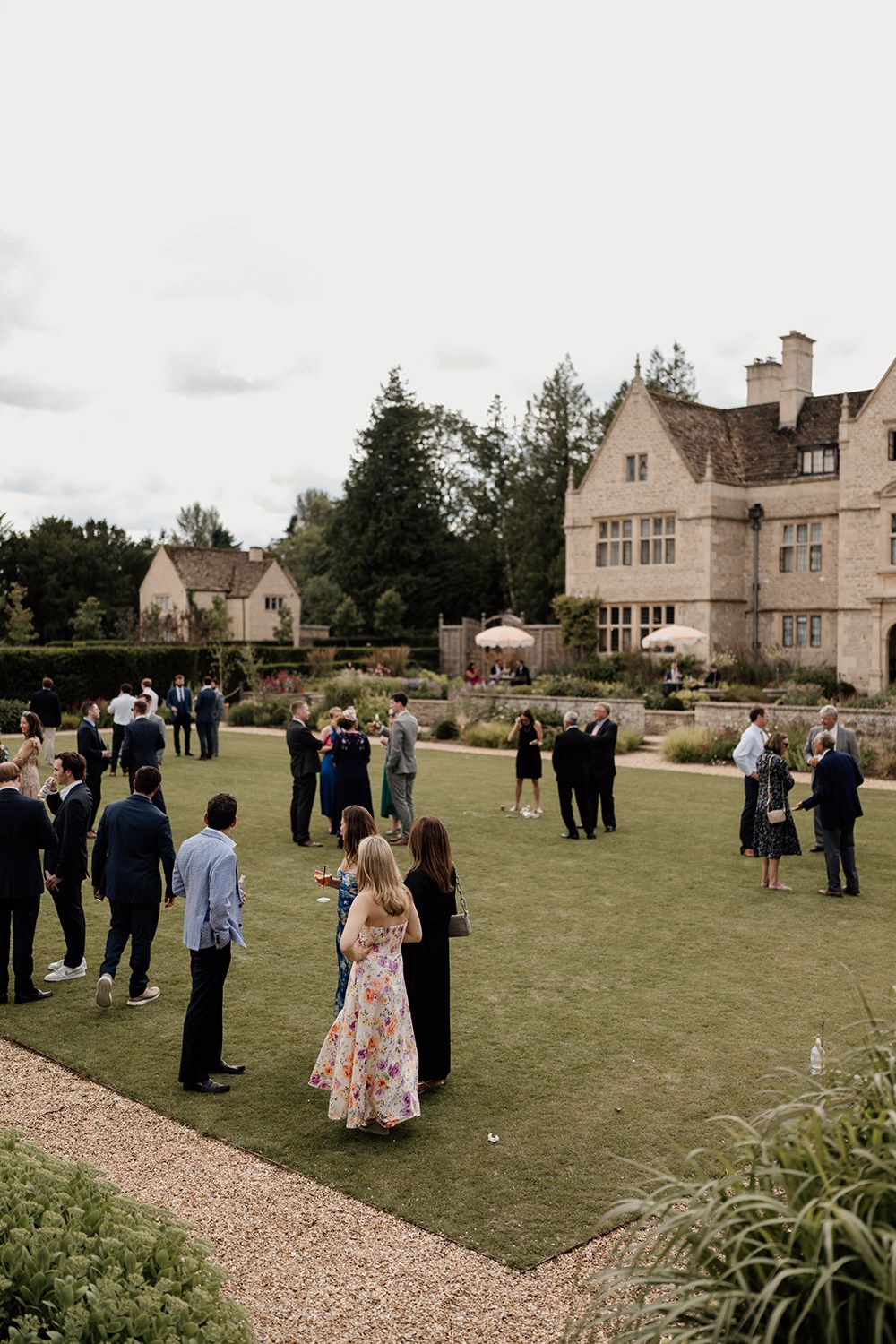 Candid moment: guests playing lawn games during the Kin House wedding reception.