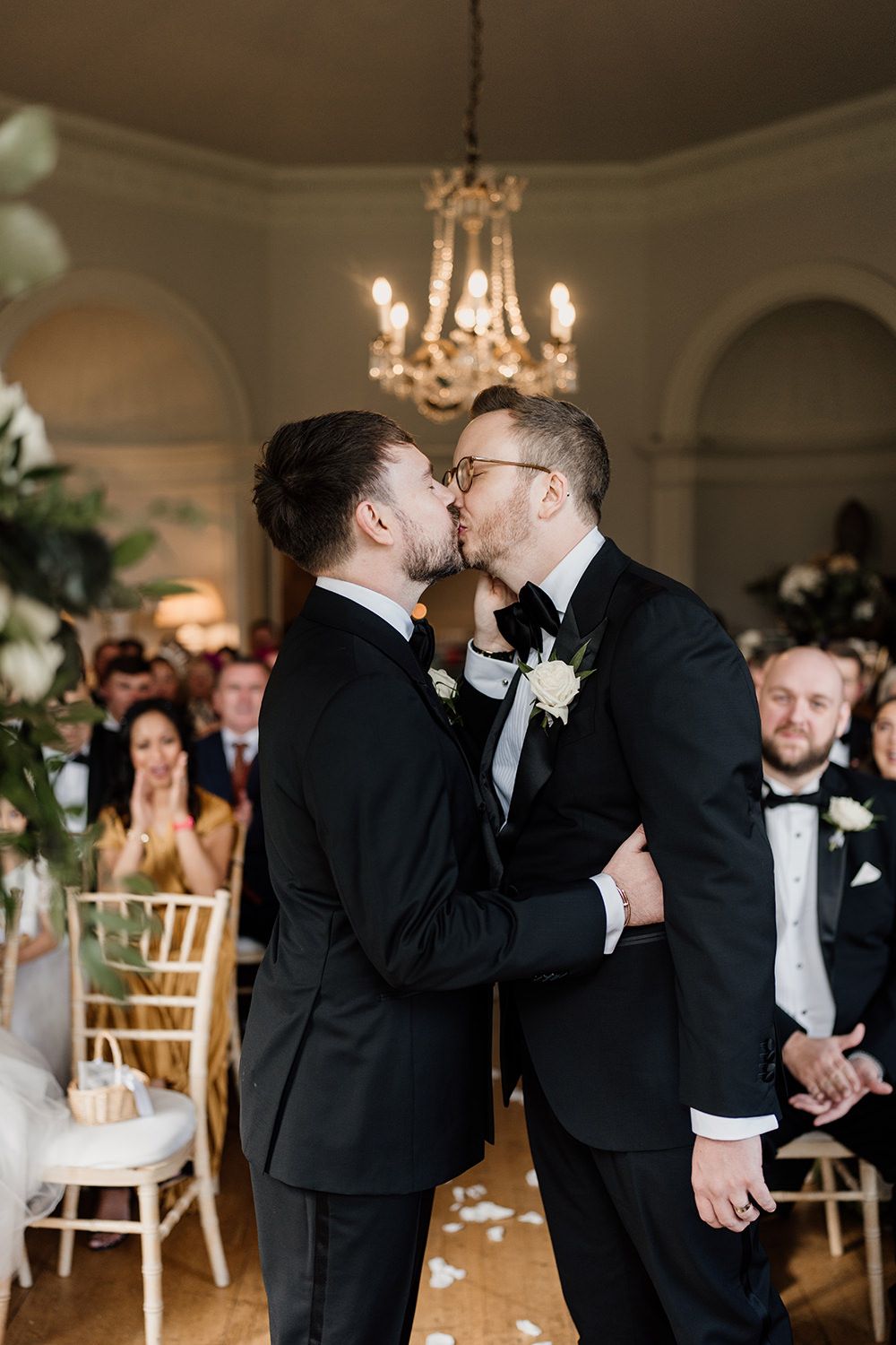 Intimate ceremony in the Main House at Middleton Lodge, with soft natural light and elegant floral styling.
