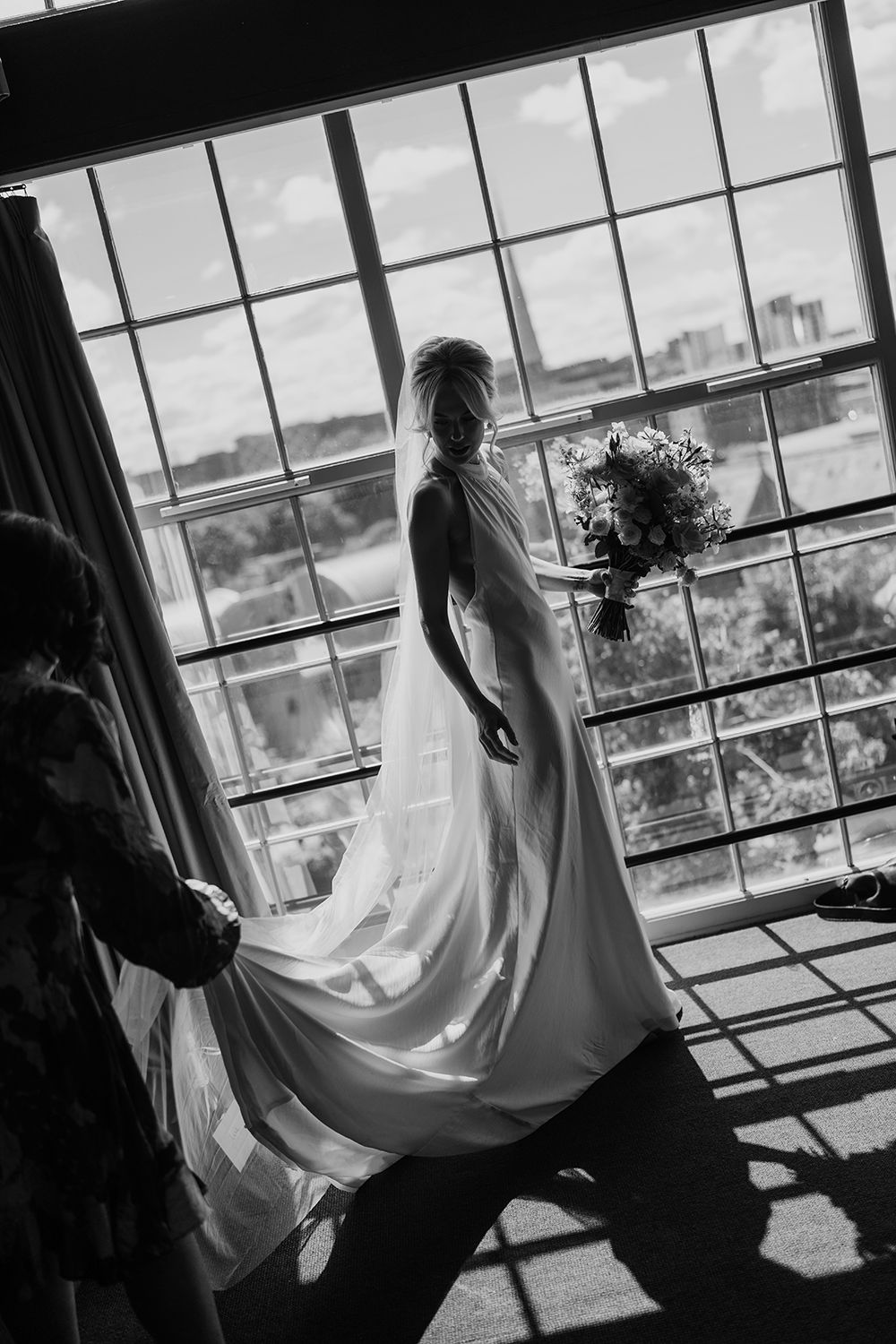 Finishing bridal details at an editorial wedding in Newcastle Upon Tyne.