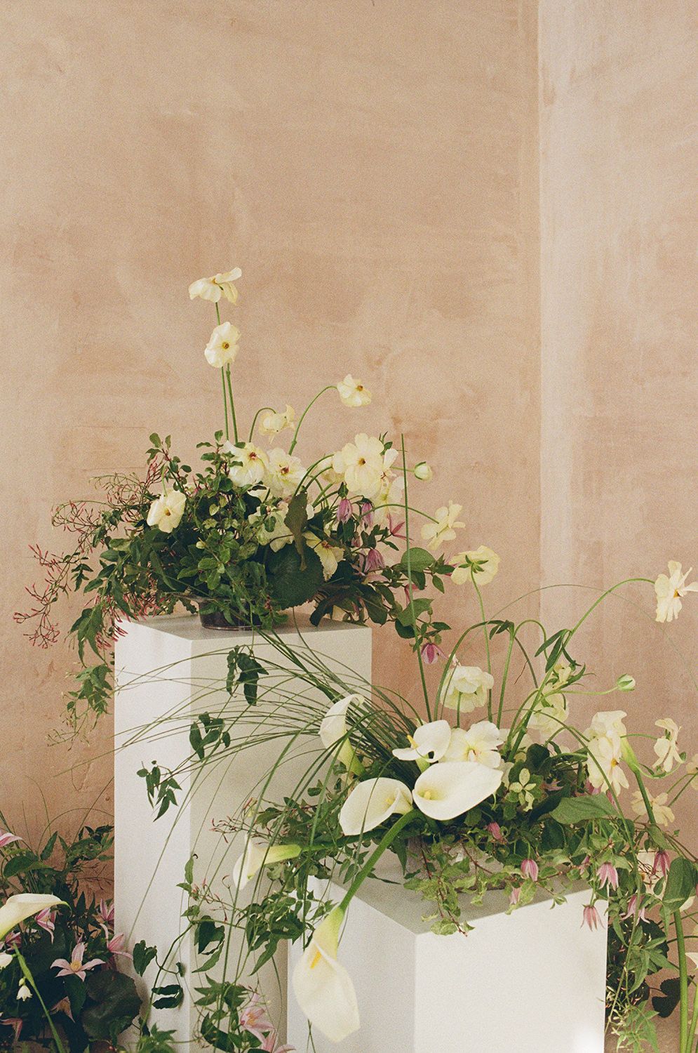 Minimal wedding flowers captured on 35mm film.