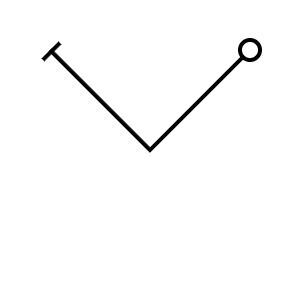 Minimalist black and white diagram with geometric lines and circles.