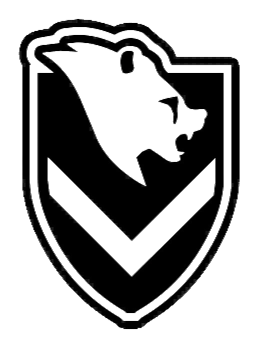 Black and white shield logo featuring a bear head silhouette above a chevron design.