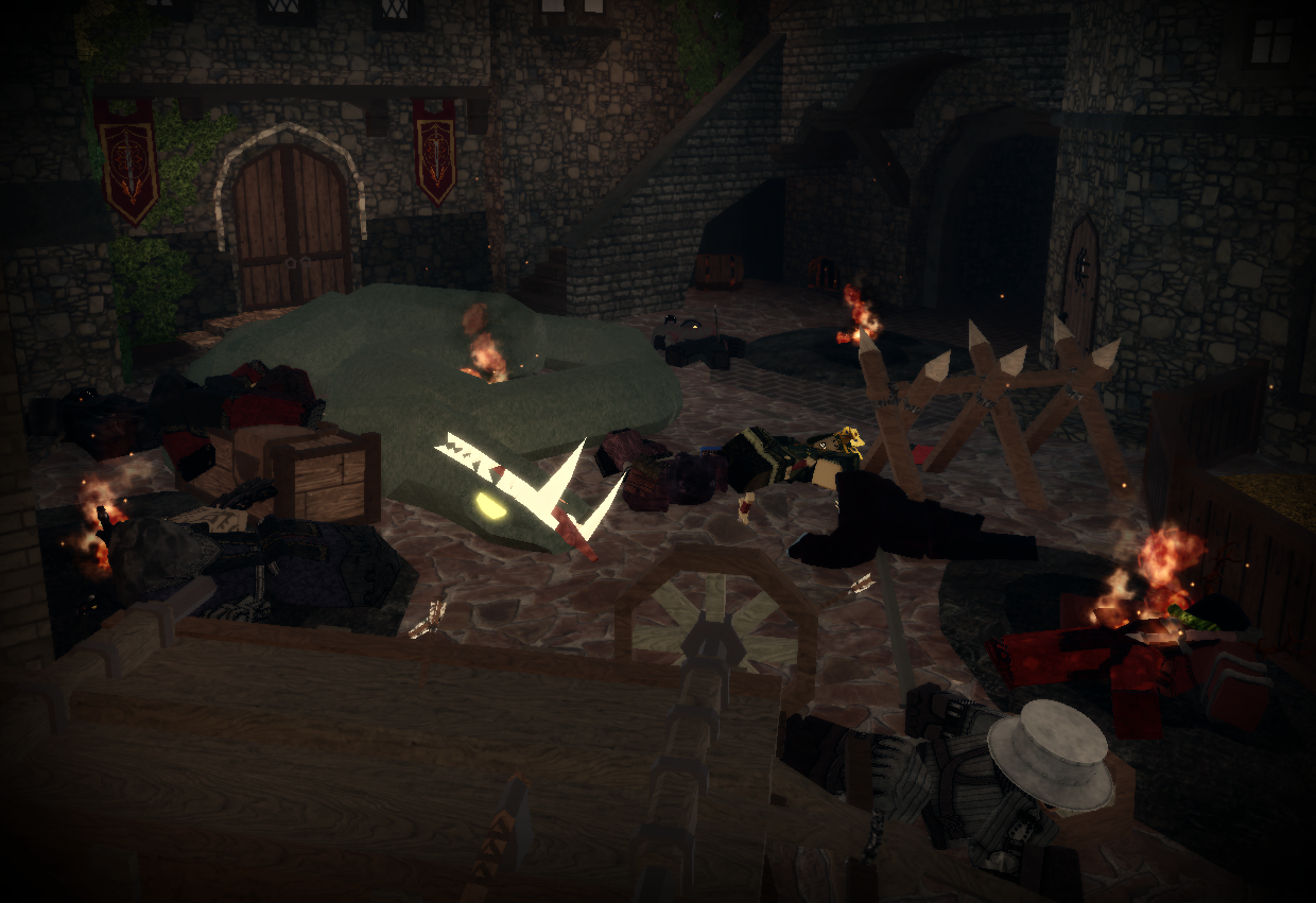 Dark underground passage with distant torchlight illuminating stone walls.