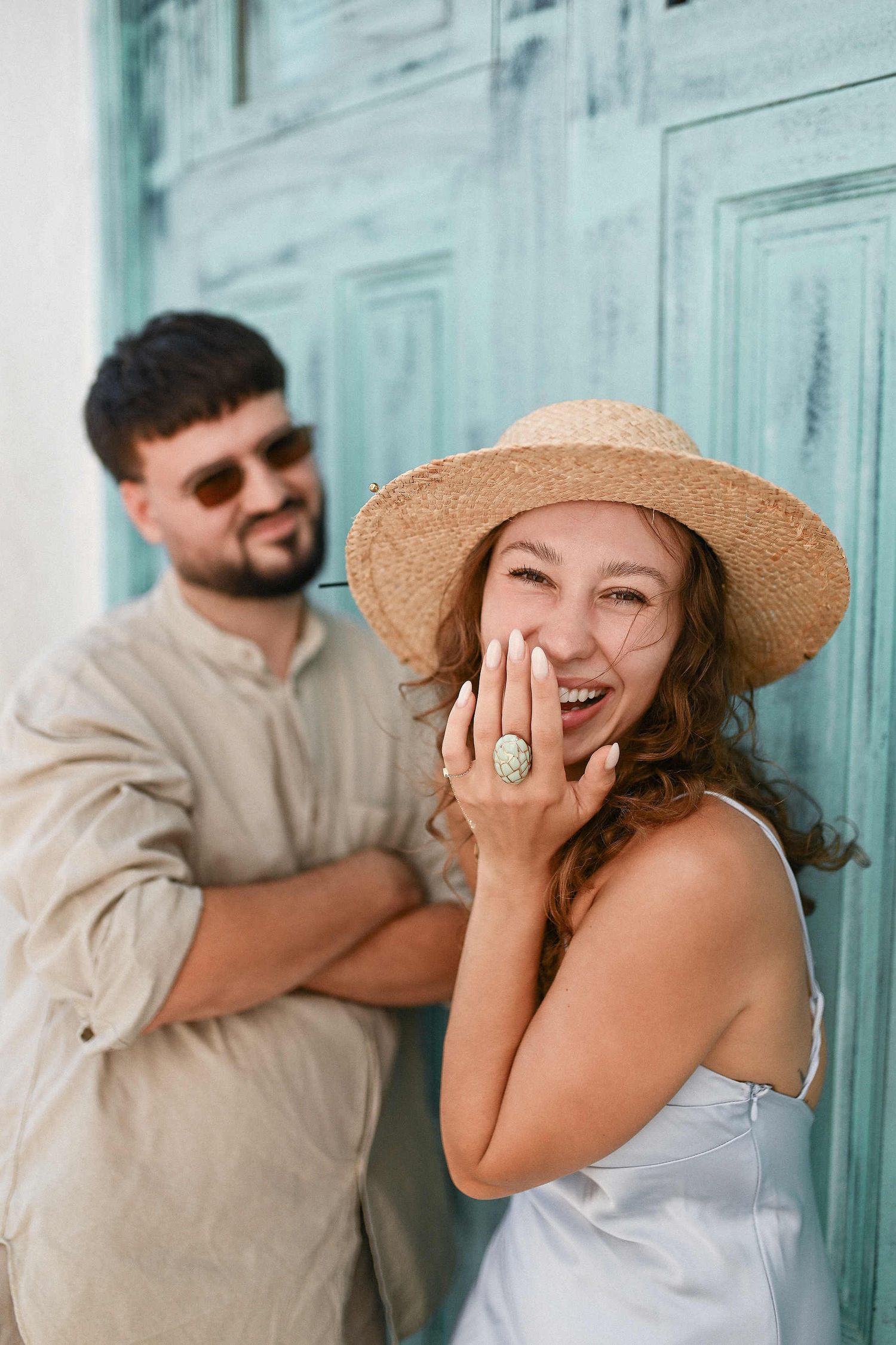 A close-up candid portrait of the bride-to-be laughing into the camera. Genuine emotions during an Altea engagement photoshoot