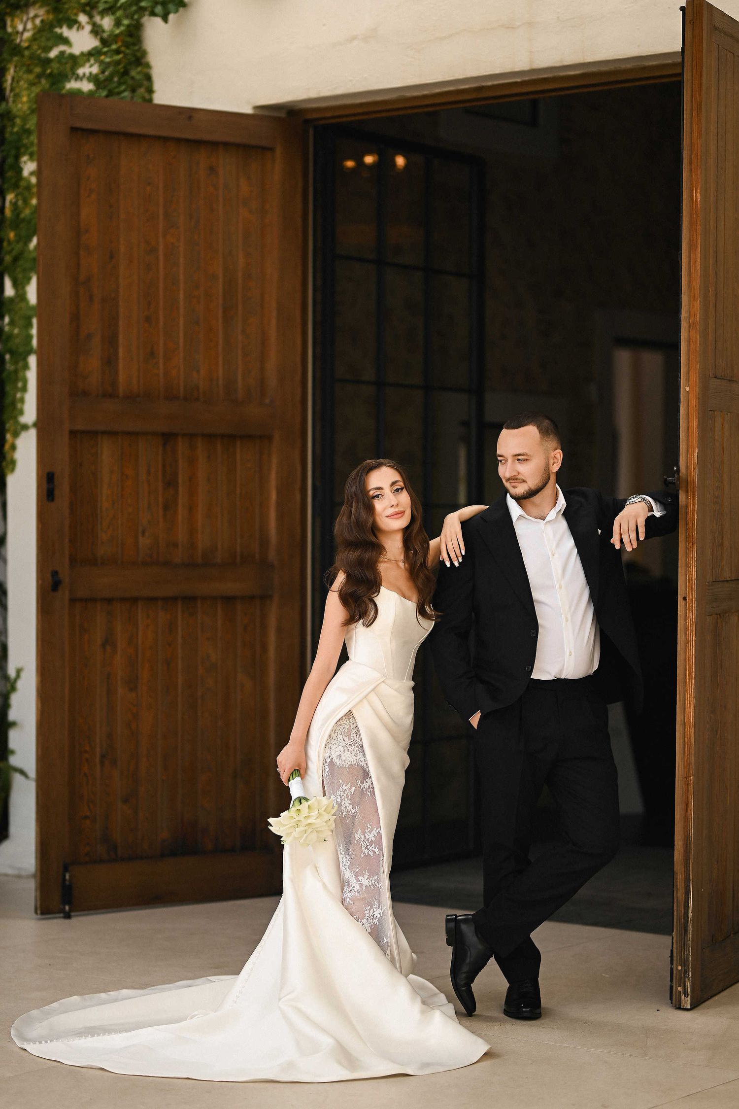 High-end editorial fashion shoot of a wedding couple at a prestigious private villa in Spain captured by a Valencia photographer
