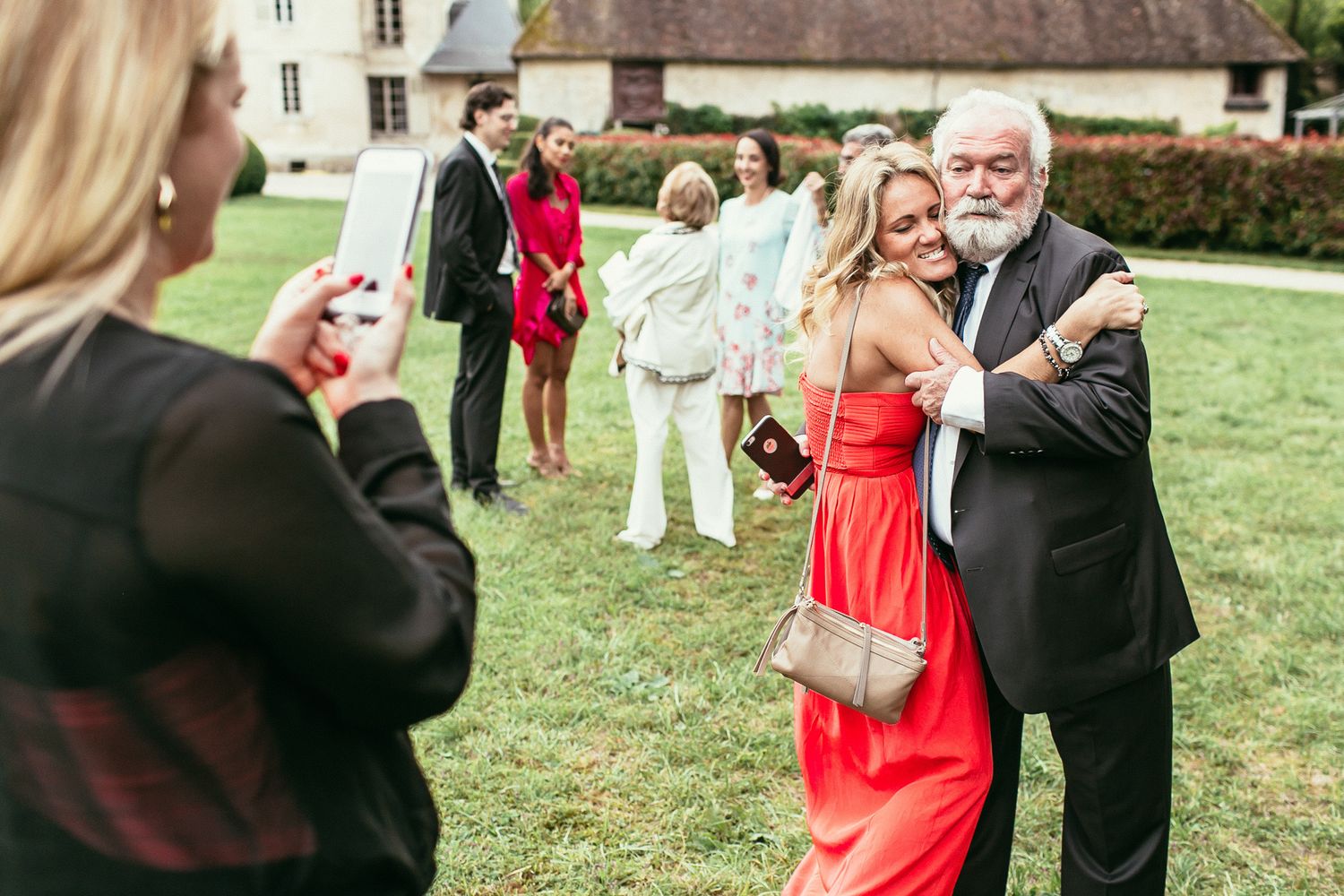 Honest, non-staged wedding photography at Château de Changy. Capturing deep connection and emotional energy in a historic setting.