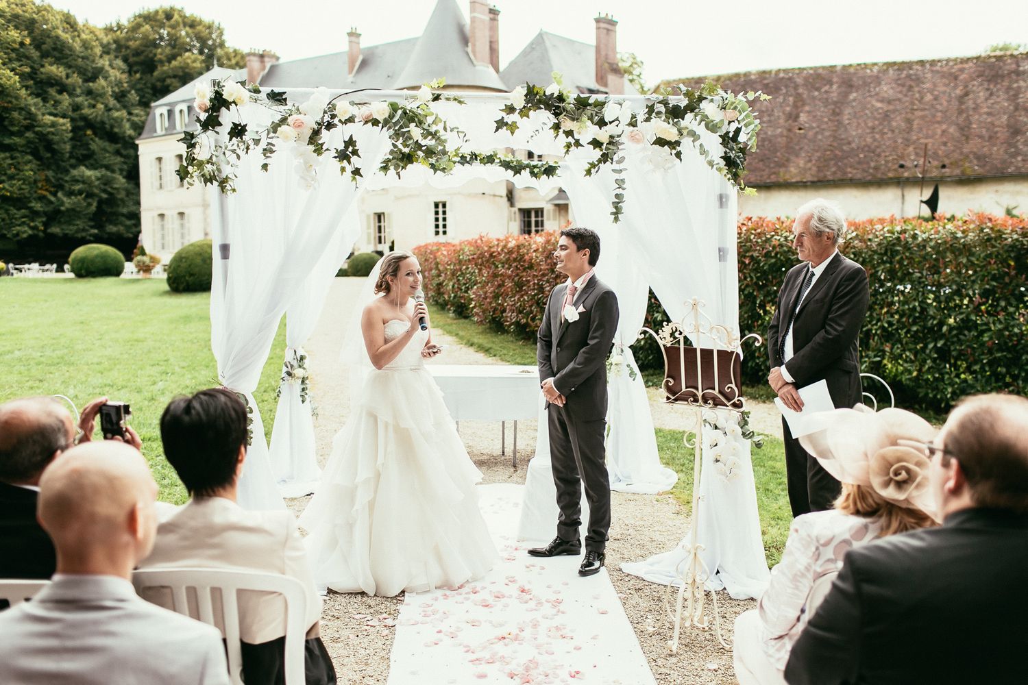 Artistic bridal portrait at Château de Changy. Fashion-forward wedding aesthetic meets timeless French romance