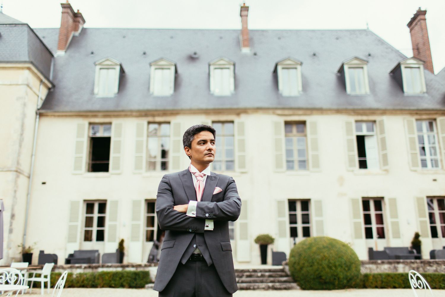 Aerial view of the historic Château de Changy gardens. Elegant wedding venue near Paris for a sophisticated celebration