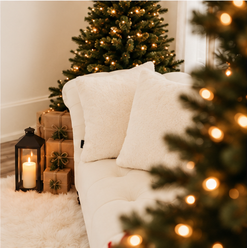 Cozy Christmas studio set up for holiday mini photo sessions in Puyallup, Wa