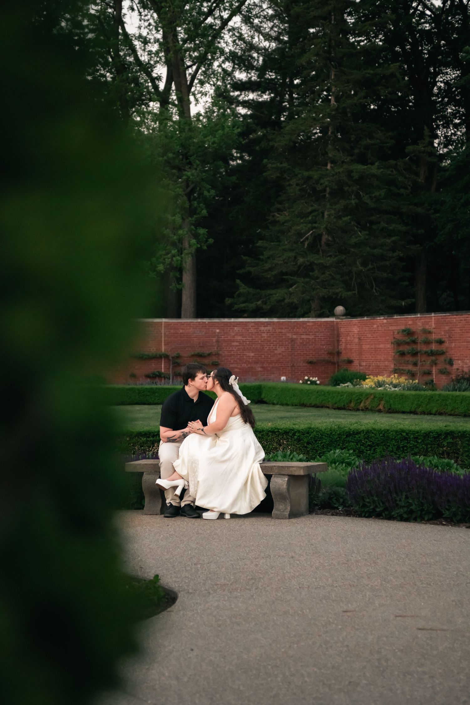 Cinematic golden hour wedding engagement photo at Allerton Park and Retreat Center in Monticello, IL by Urbana Ever After Photography