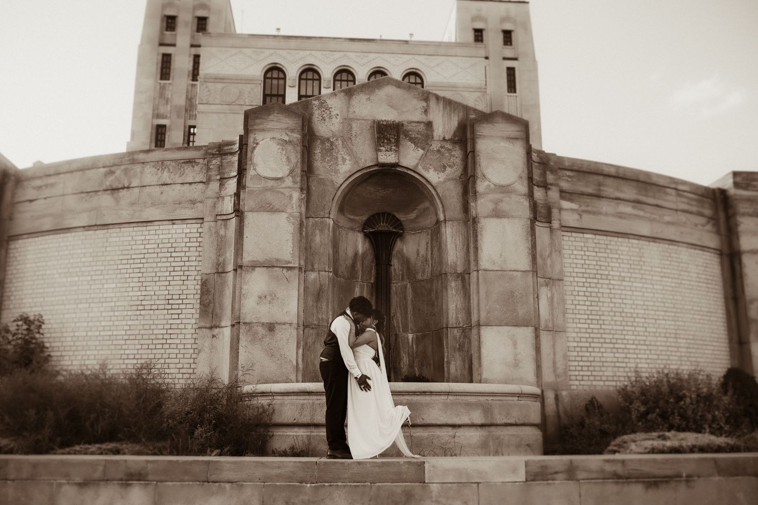 Couple posing at R.H. Harris in Toronto by  Durham Region elopement photographer