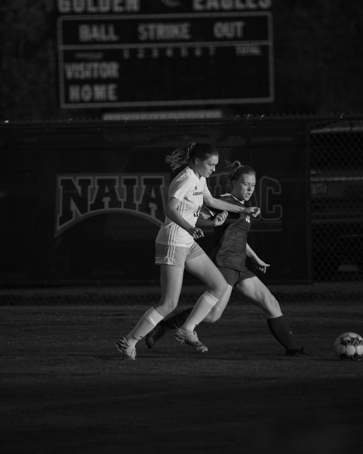 High contrast soccer action shot