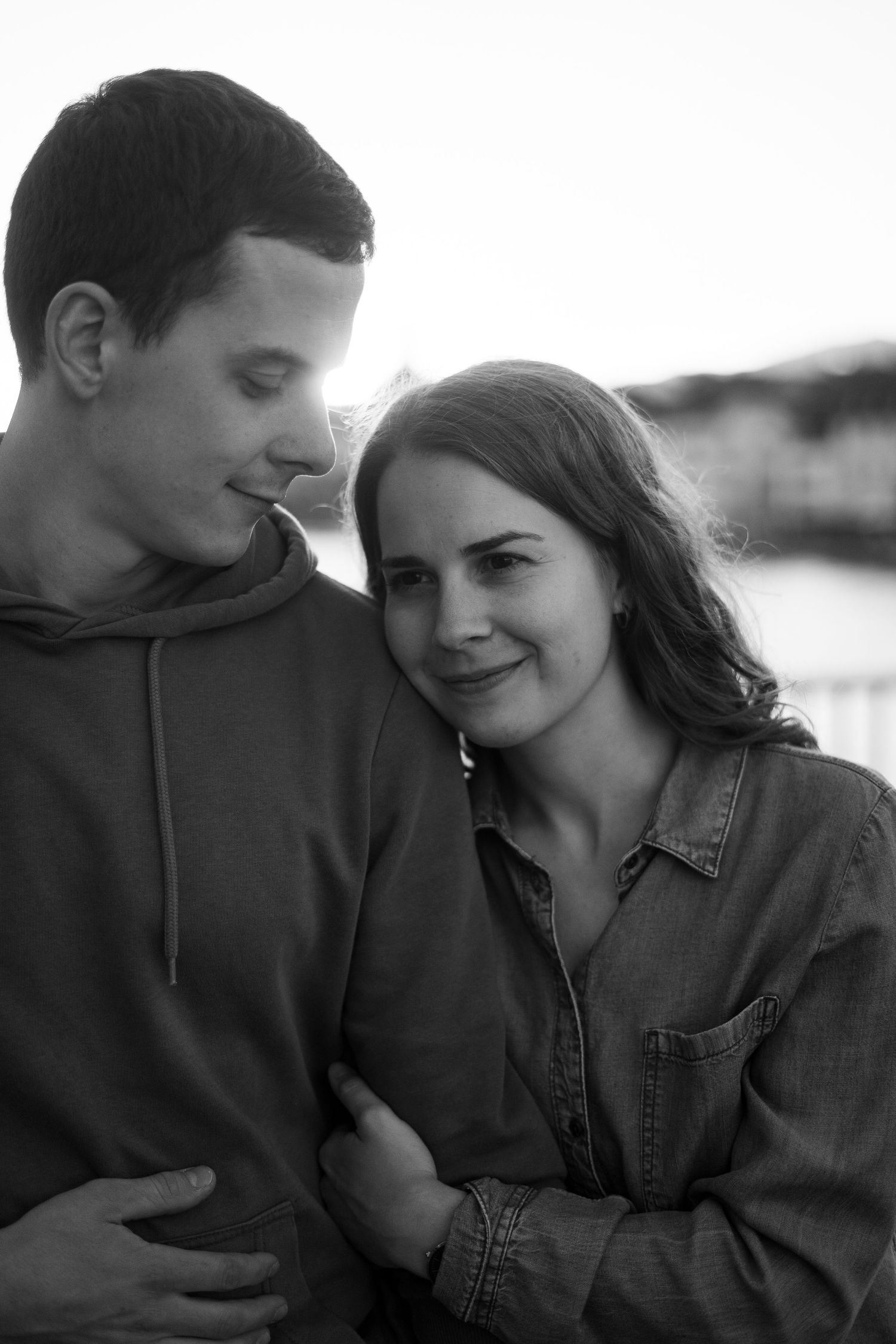 A romantic black and white sequence showing a couple sharing intimate moments together.