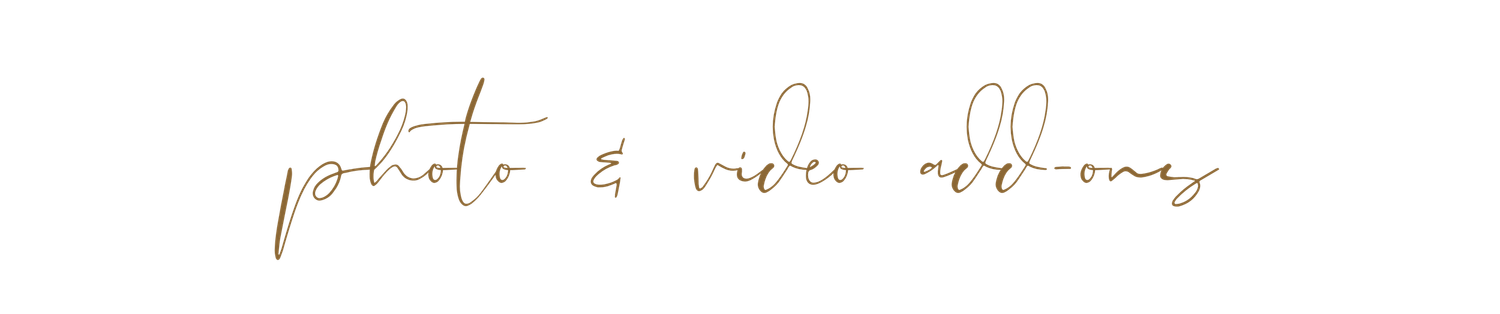 Elegant handwritten text in gold ink reads 'photo & video delivery' on a white background.