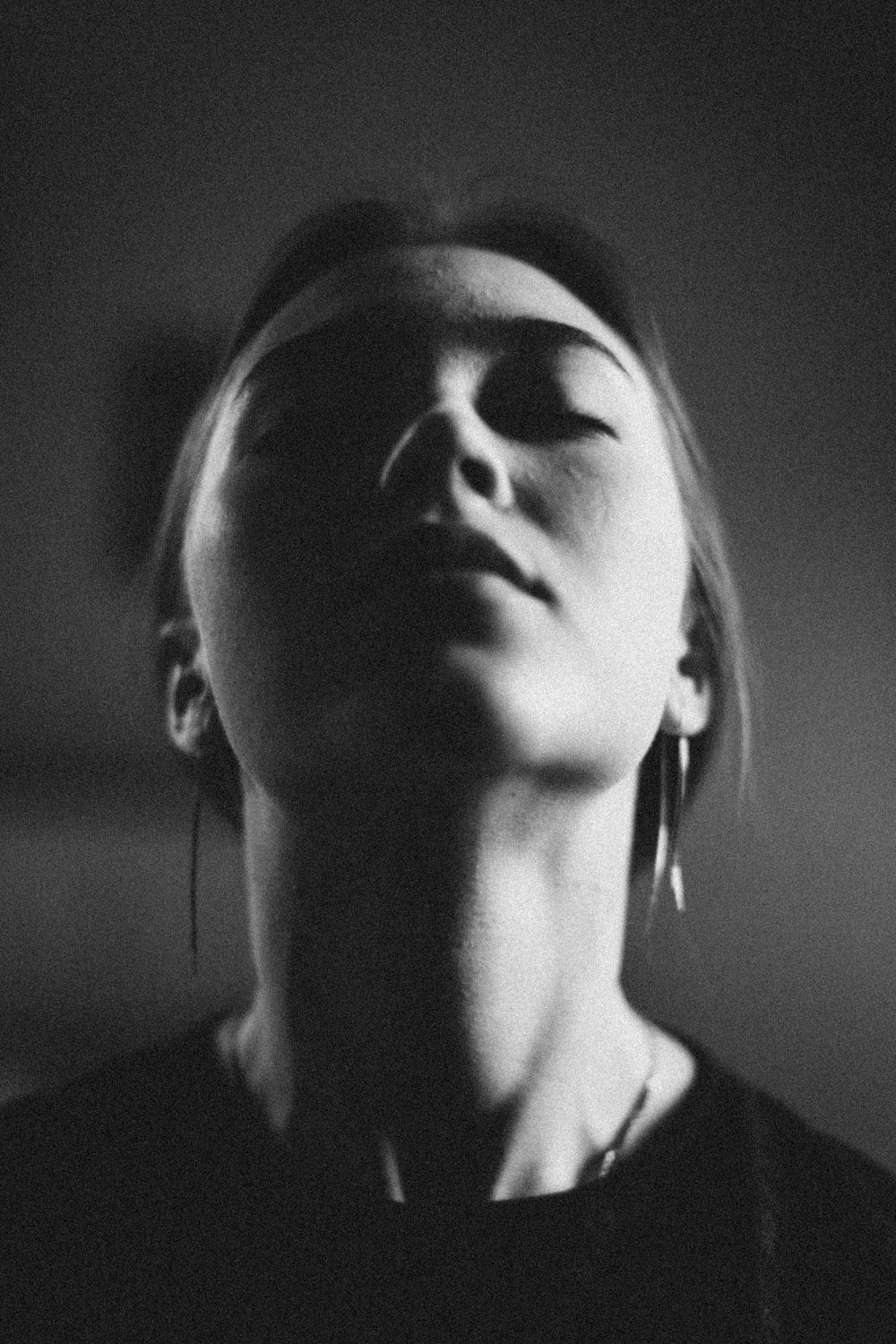 Black and white female portrait with eyes closed fine art photography by subversePhoto Ireland.