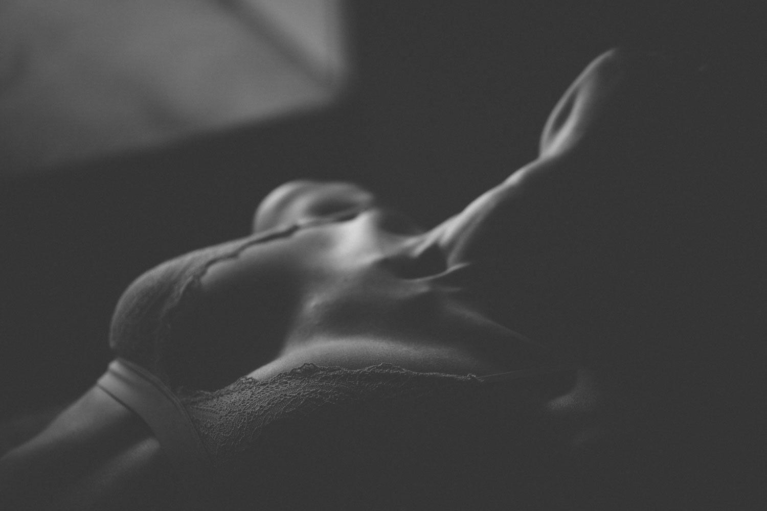 Close-up black and white fine art image revealing the beauty of skin and subtle detail.