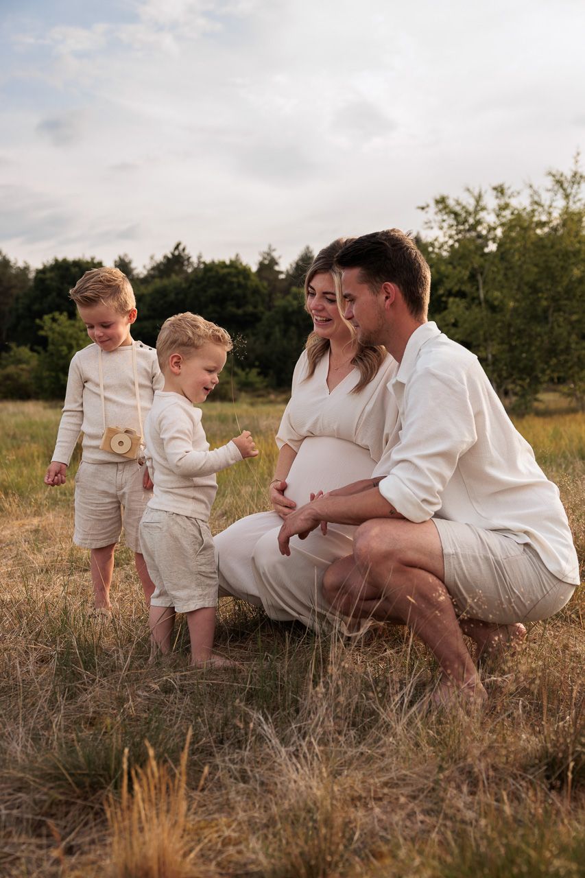 Gezinsfoto op de heide in bergen op zoom