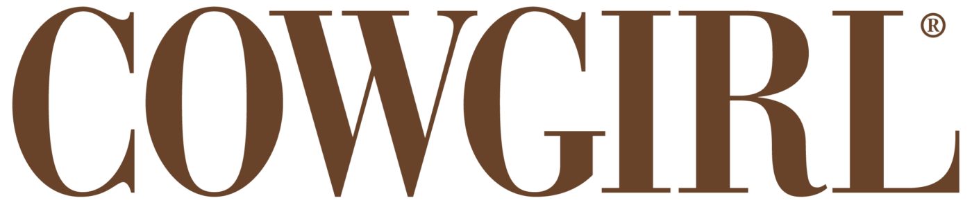 Simple brown Cowgirl text logo in serif font on white background.