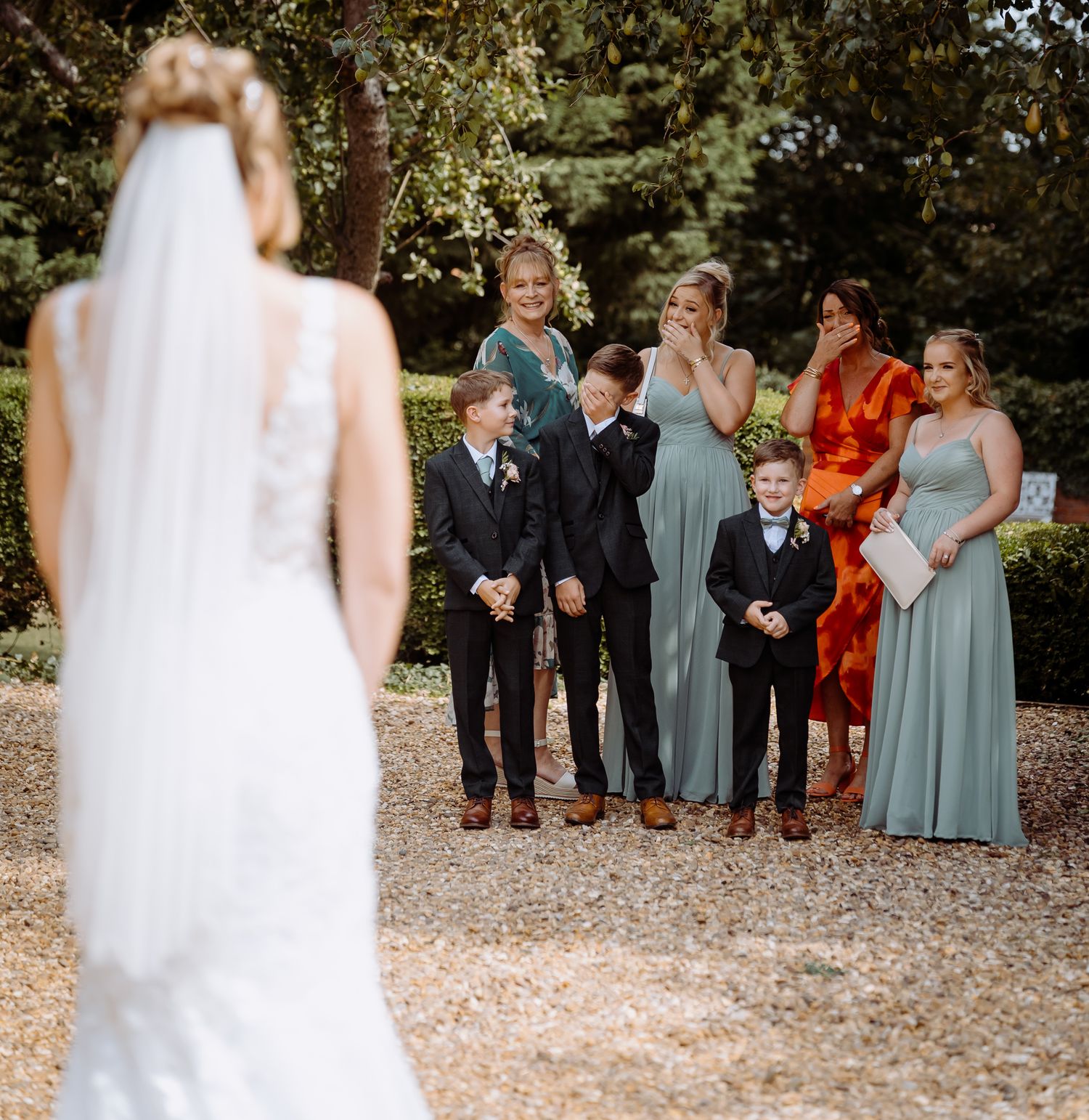 Documentary first look of children seeing mum in her wedding dress.