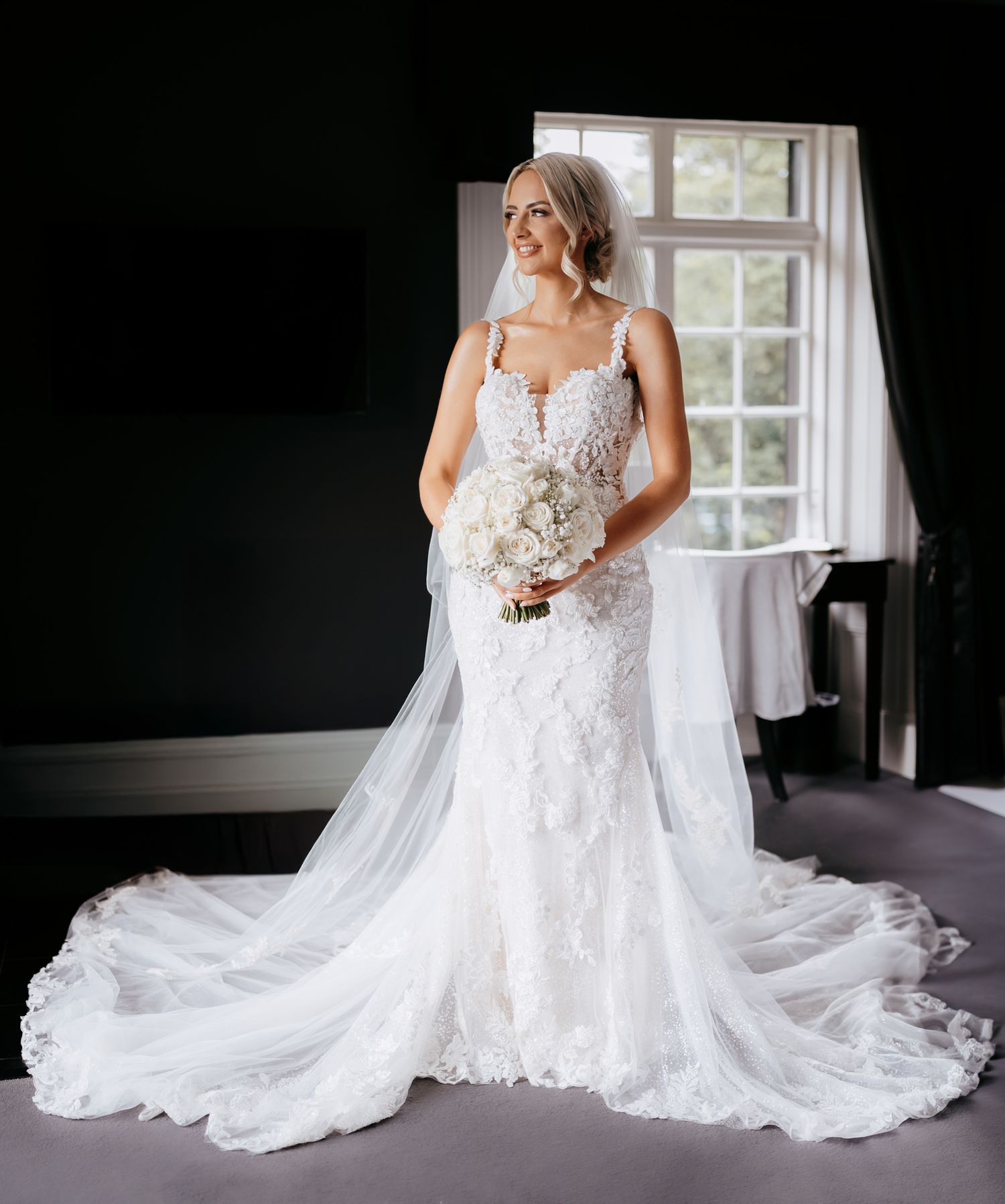 Natural light bridal prep photography at Swynford Manor, Newmarket.