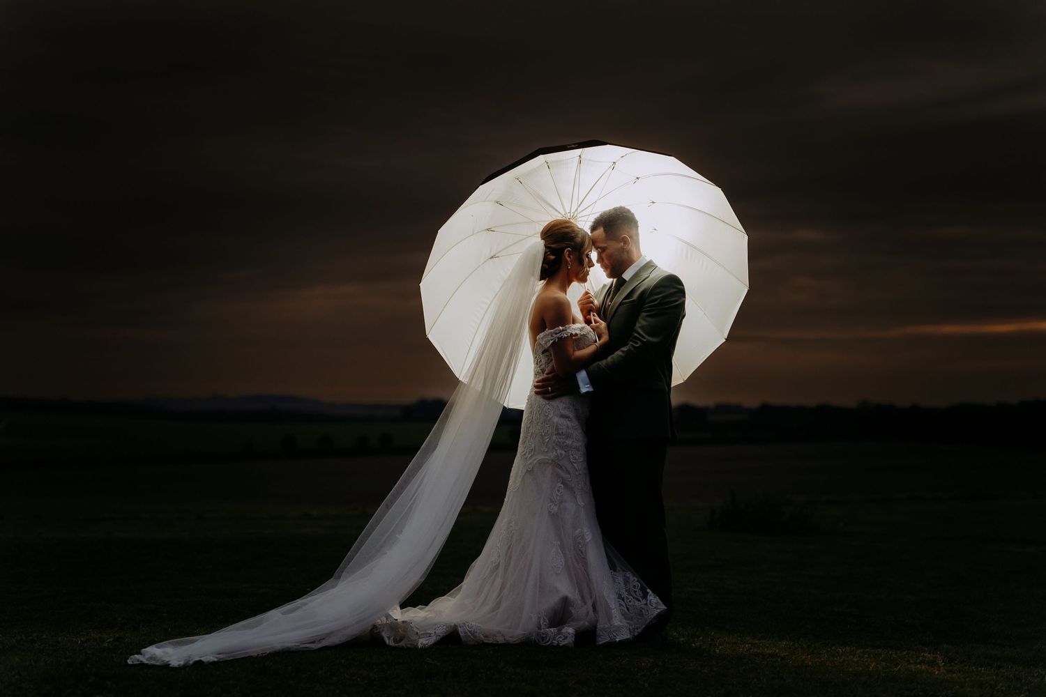 Sunset view wedding photography in the Cambridgeshire Fenlands.
