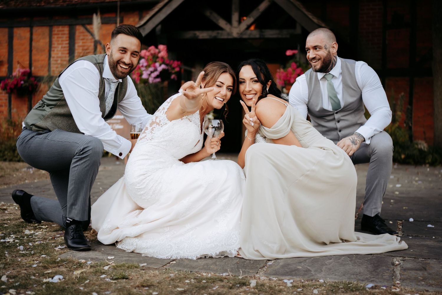 Fun and easy wedding group shots with a couple in Bedford.