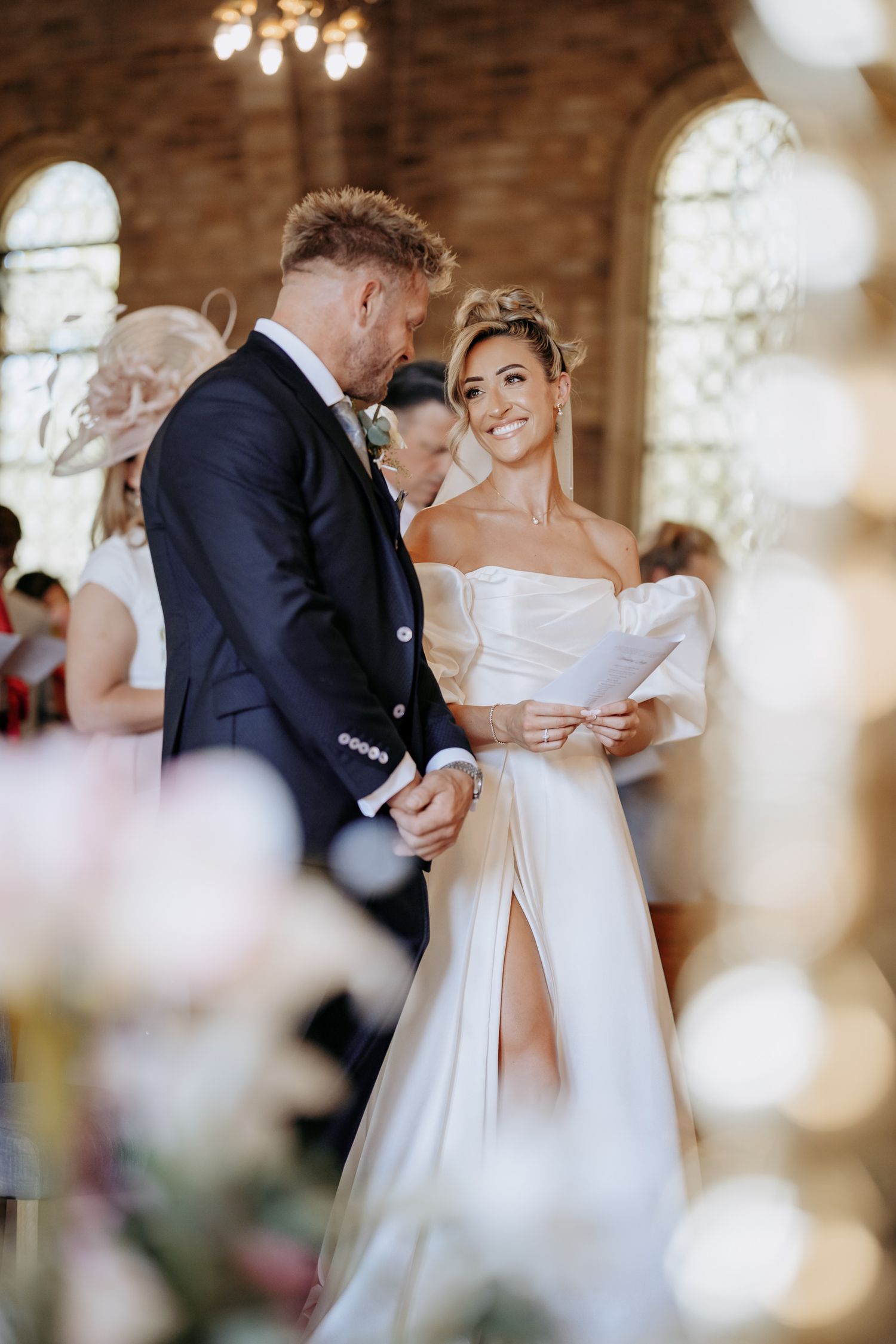 Natural lighting church wedding photography using a silent camera.