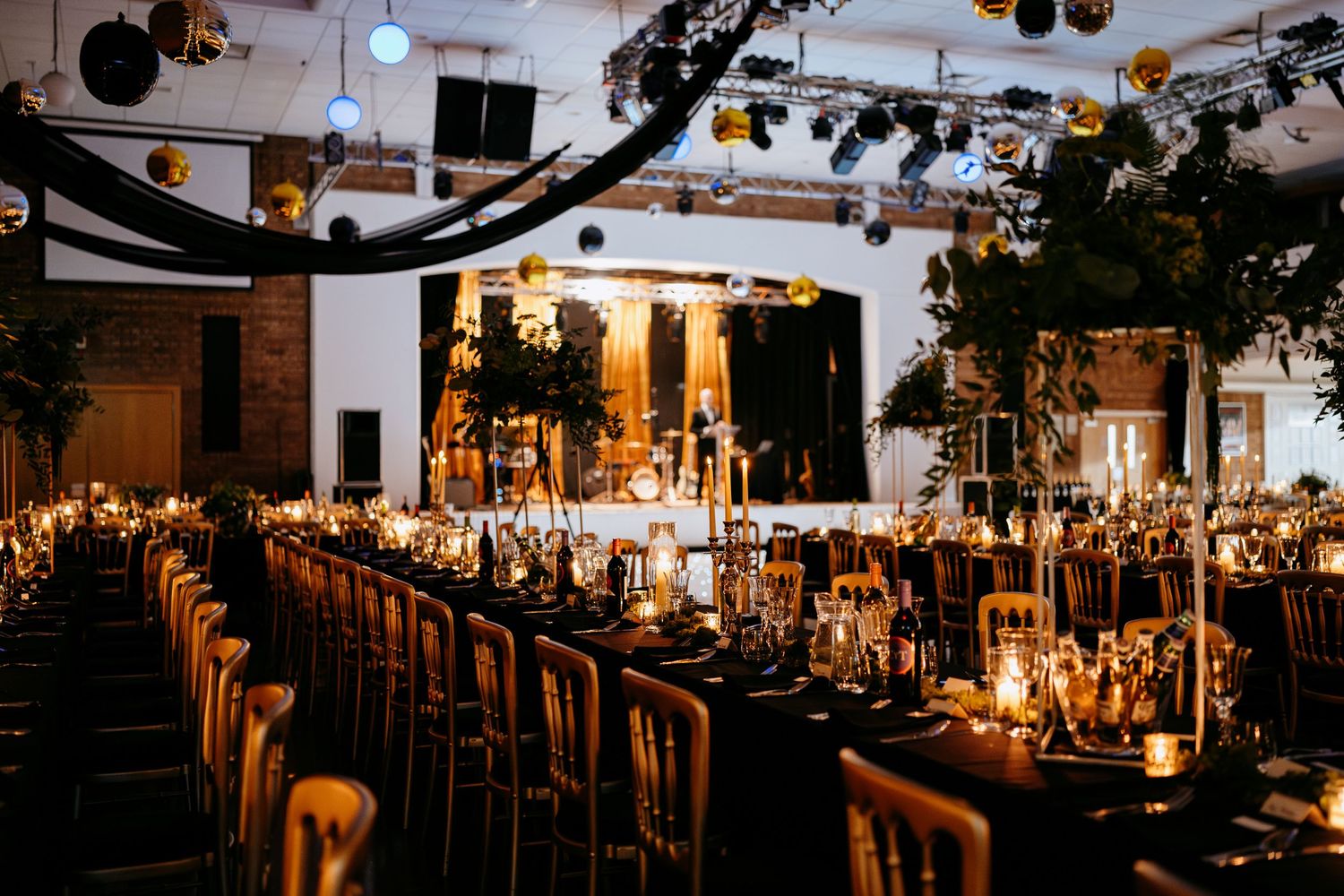 Atmospheric corporate event photography for a gala dinner in Cambridge.