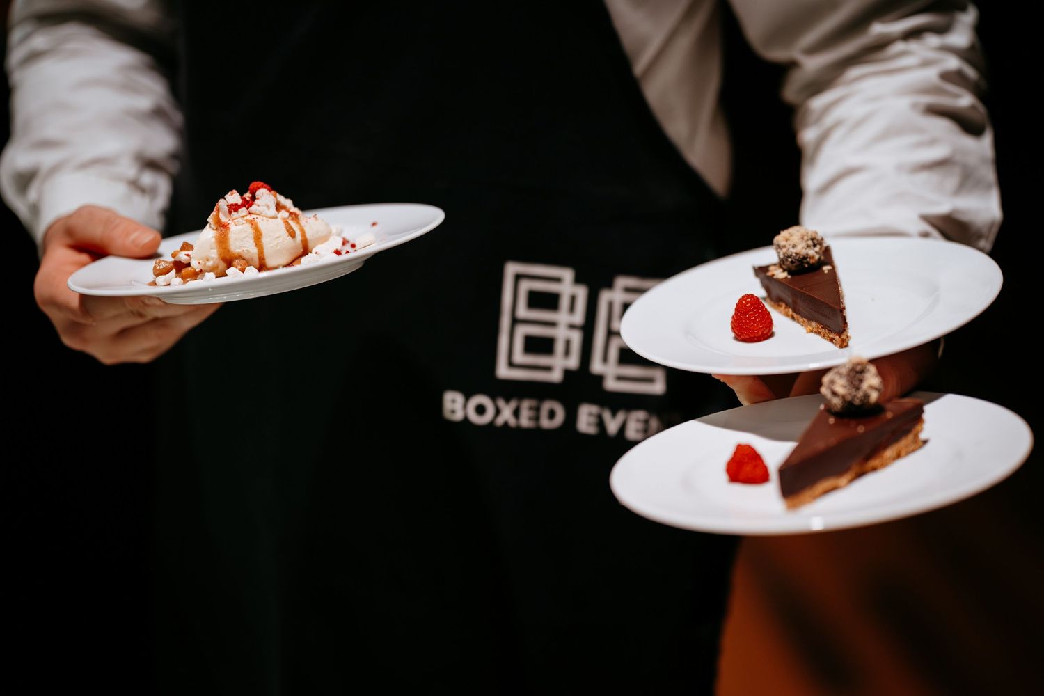 High-end catering food photography for a corporate dinner in Cambridge.