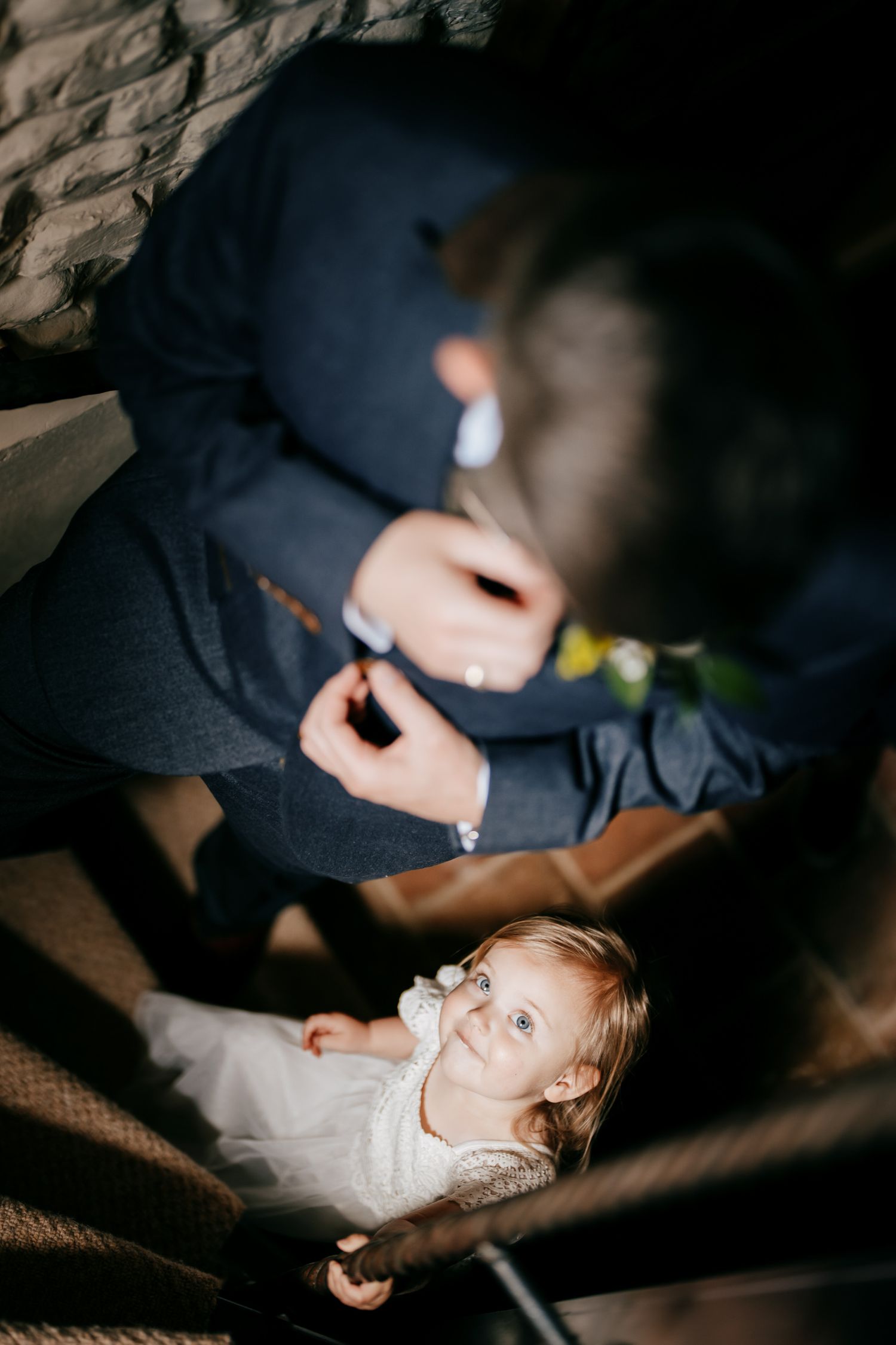 Getting ready photos with Groom and Daughter in Cambridgeshire. Cute wedding inspo.