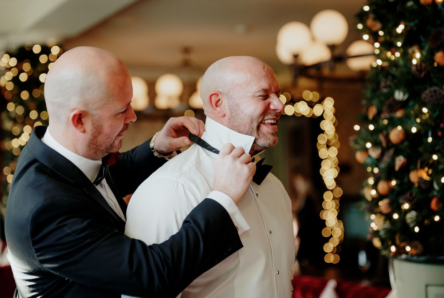 Groom prep wedding photography at Parker's Tavern, Cambridge.