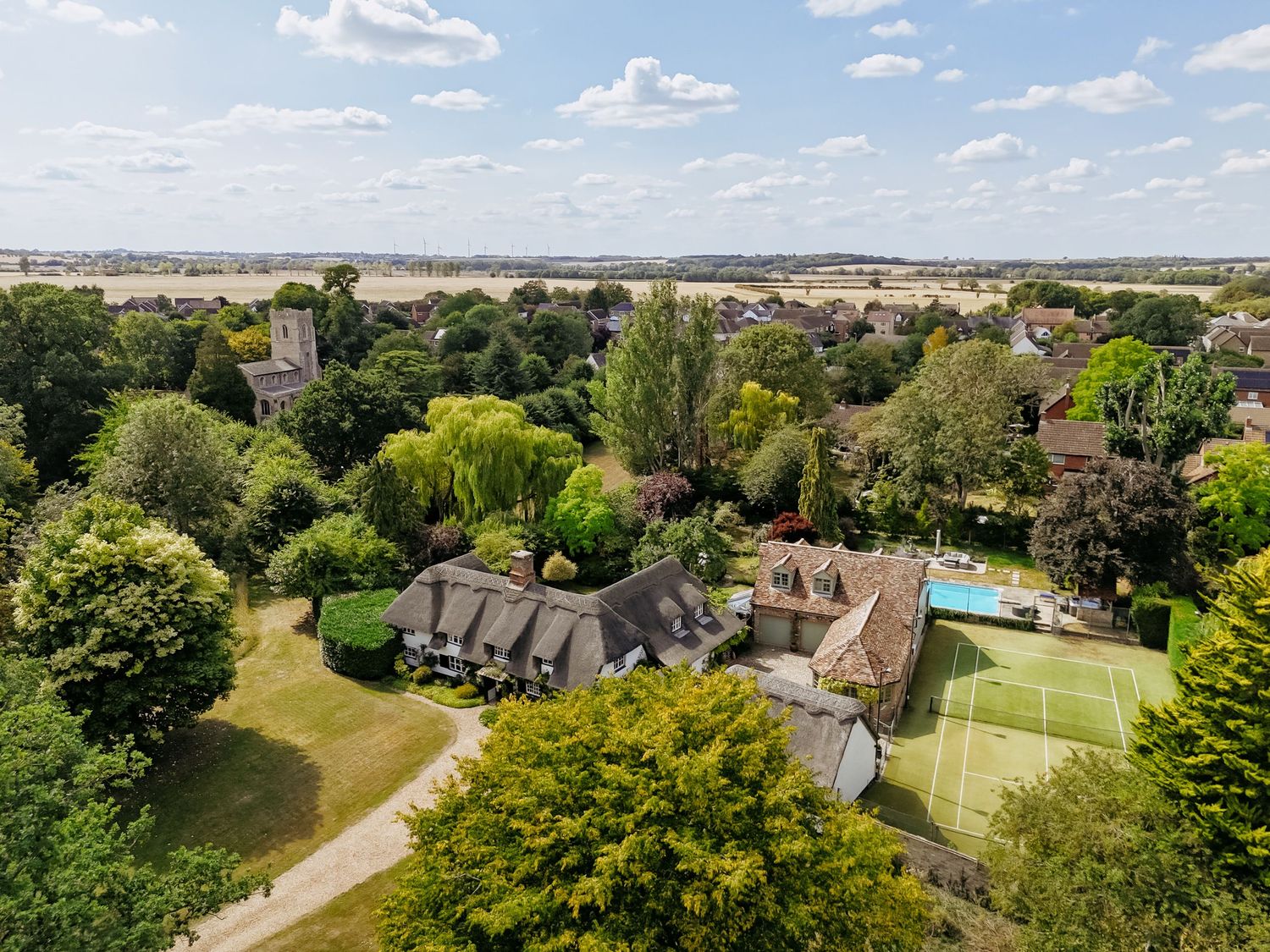 Aerial drone photography for estate agents in St Ives showing residential homes.