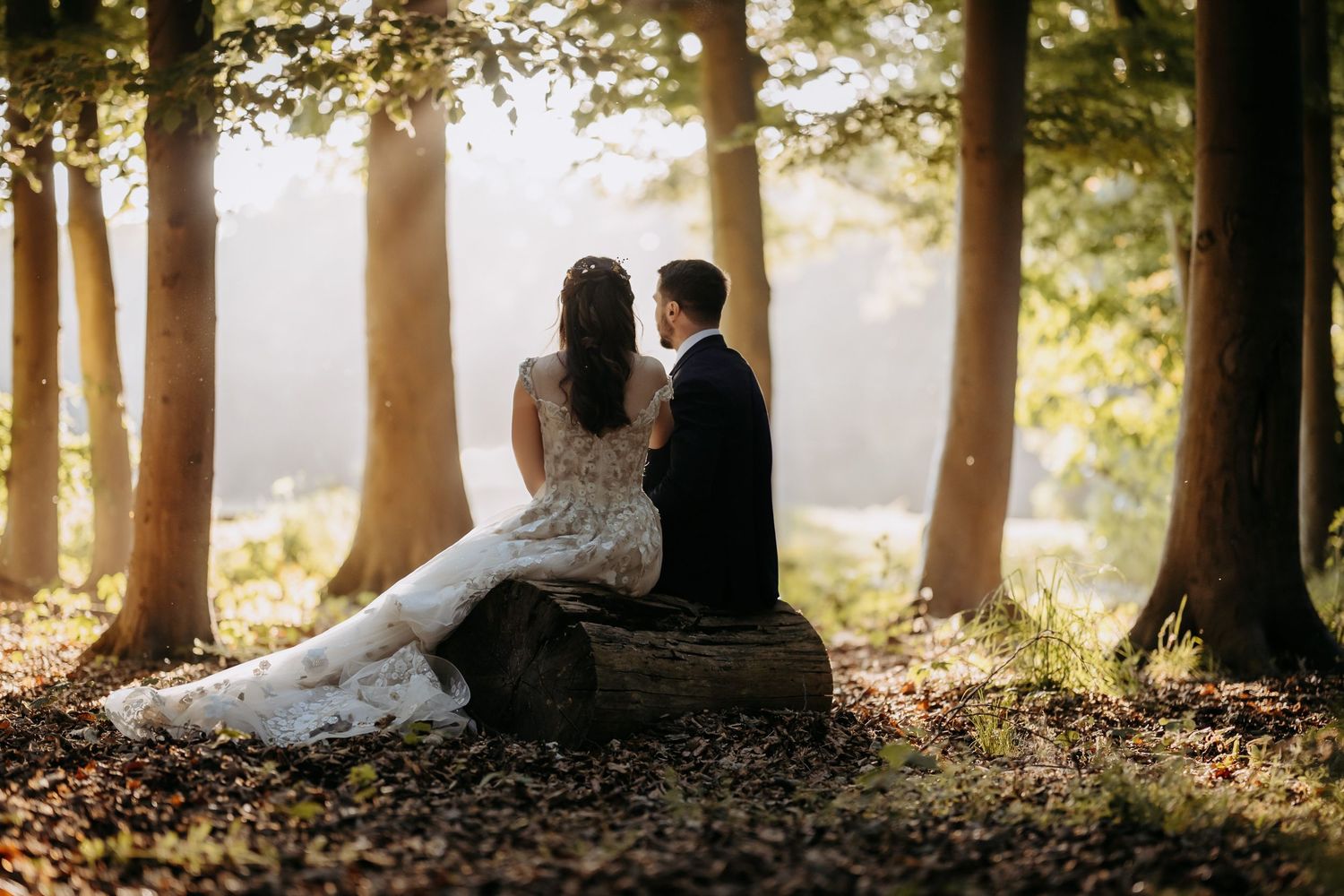 Secret woodland sunset photo idea for couple shots at Lanwades Hall.