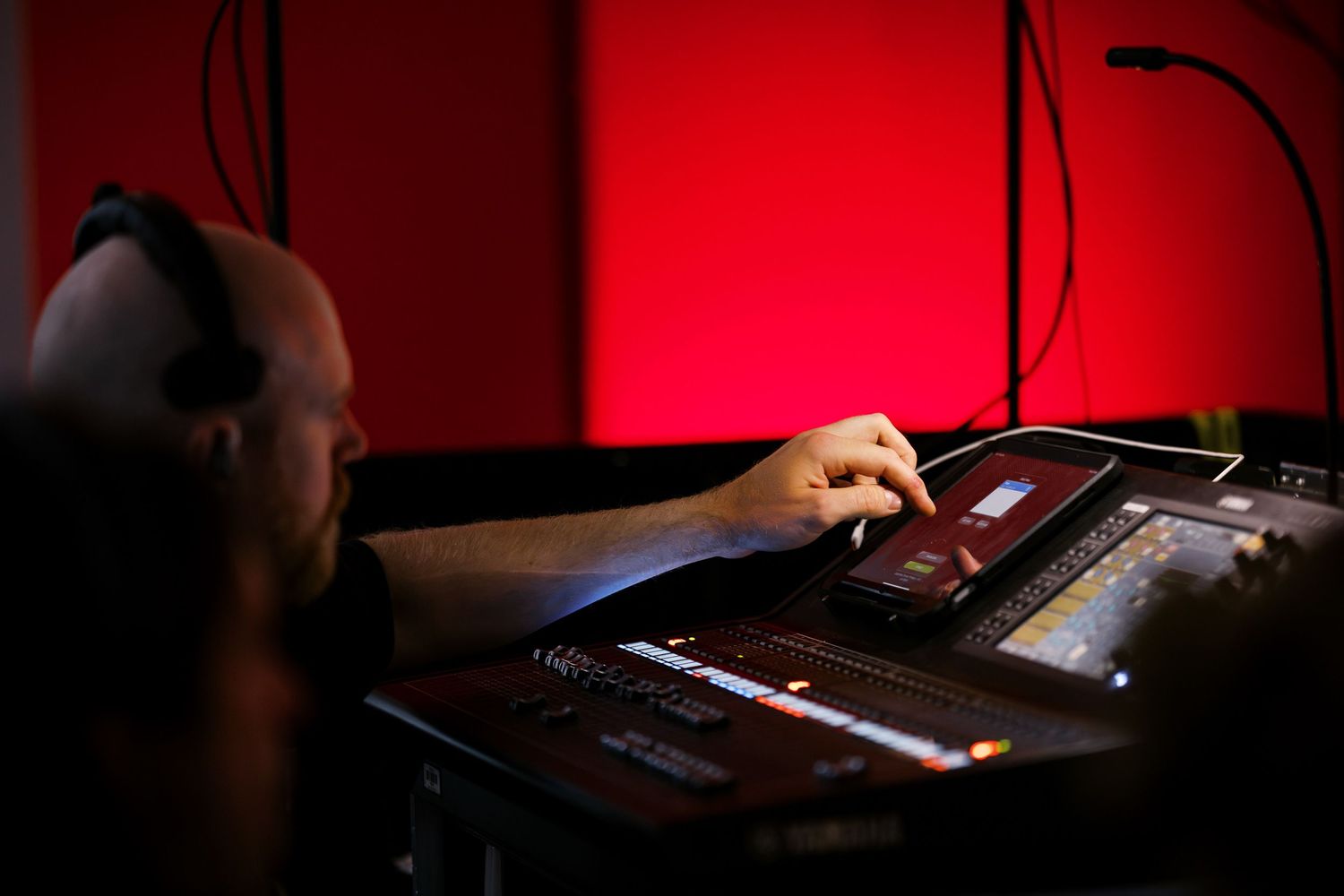 Backstage event production photography for a corporate conference in Cambridge.
