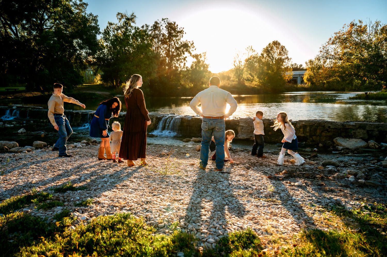 Family photography session near Salado Texas creek