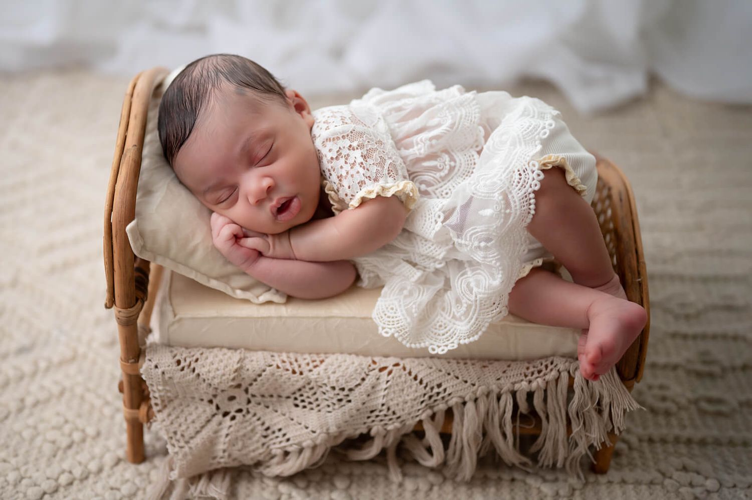 Vintage inspired newborn photography in Killeen Texas studio