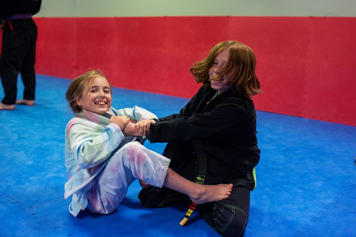 Youth BJJ training session at martial arts academy