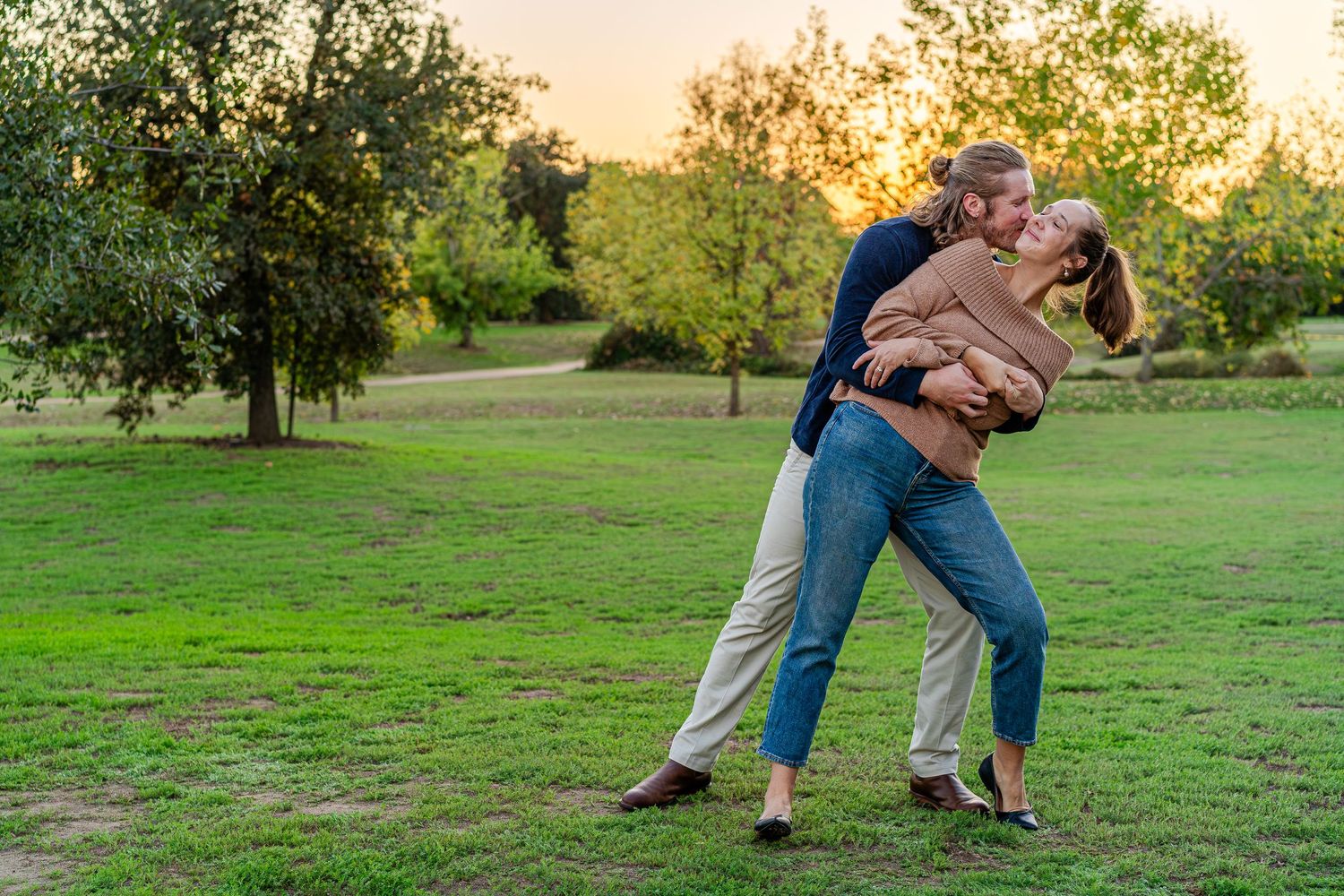 Turlock family photographer, Rachel Chamberlain, taking lifestyle couples portraits at sunset.