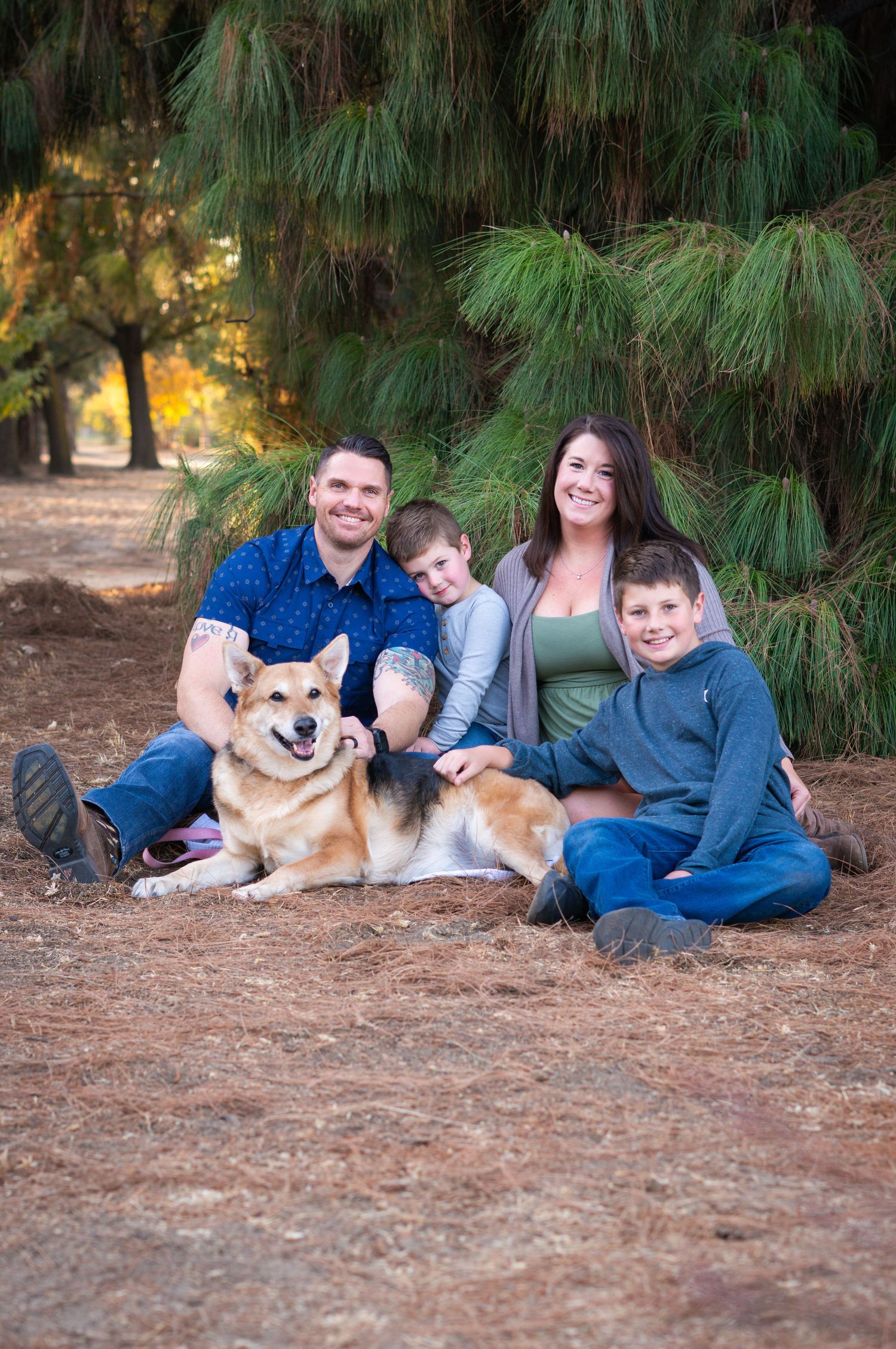 family portrait with dog
