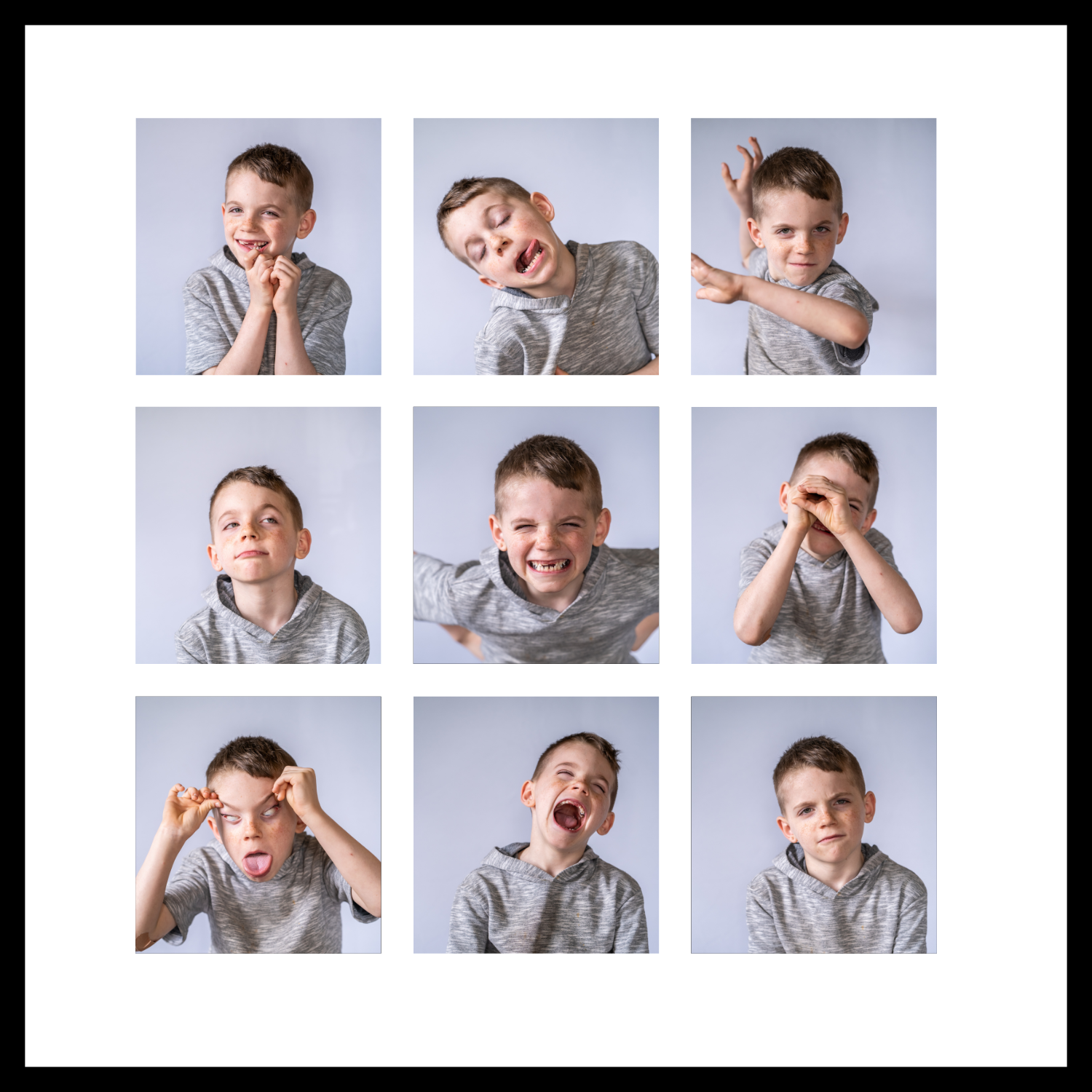 personality portrait, 9x9 framed silly face photos