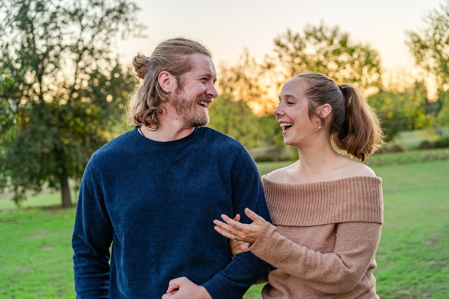 Turlock family photographer, Rachel Chamberlain, taking lifestyle couples portraits at sunset.