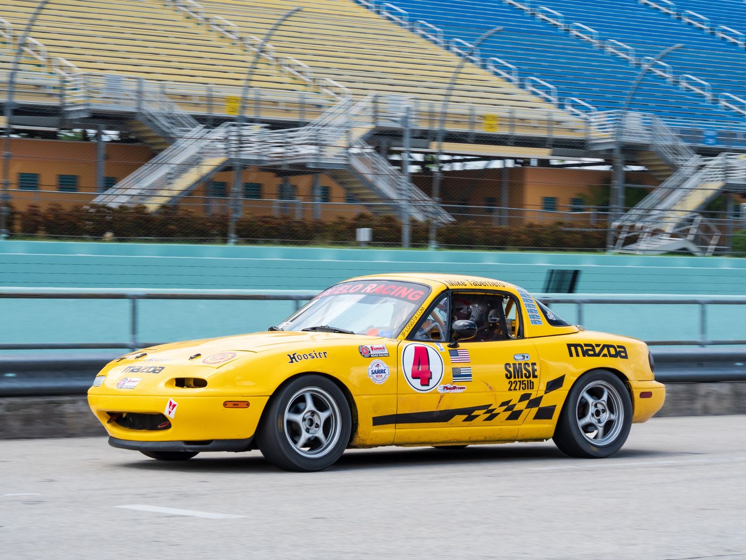 Yellow Mazda Miata Racer, Homestead Speedway Race Weekend