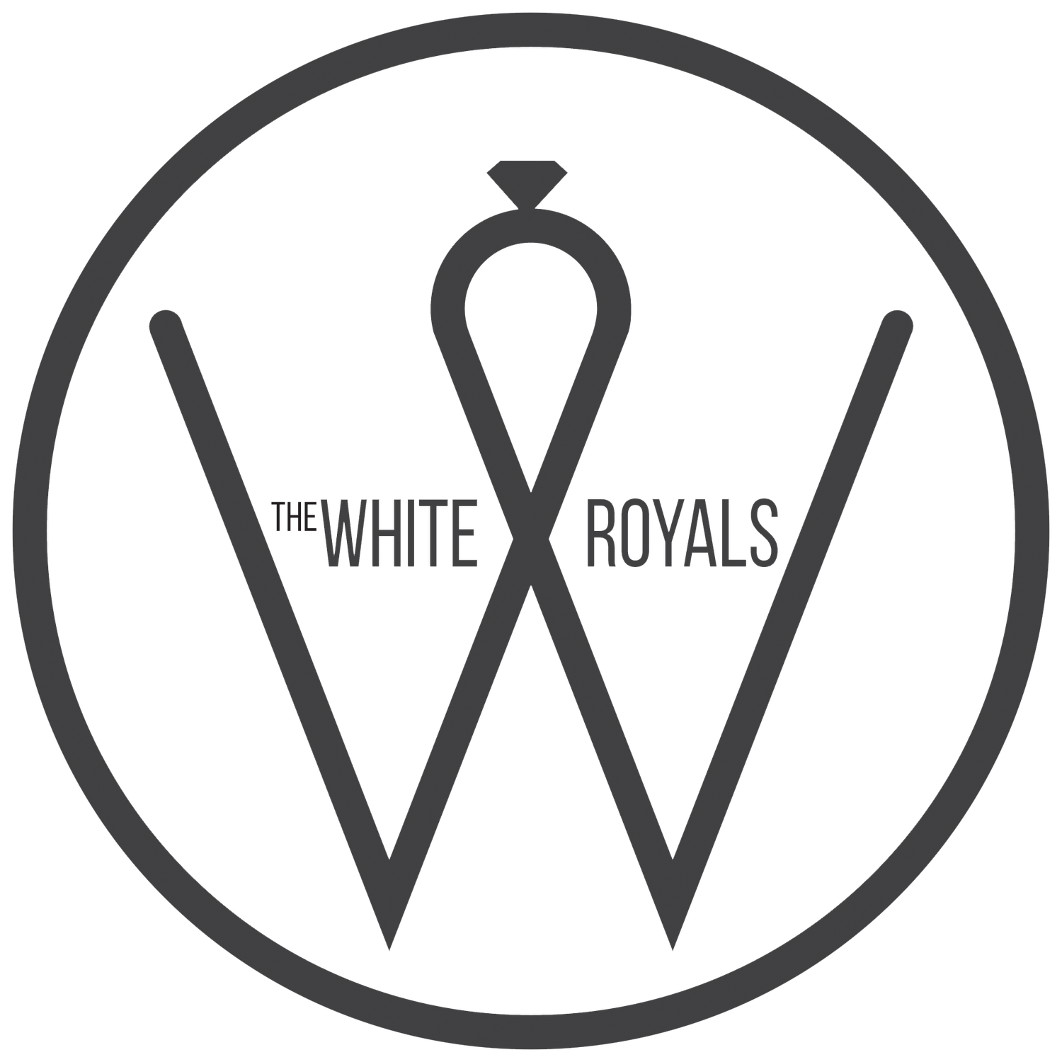 A minimalist circular logo design with the letter W and two crossed keys in gray monochrome style.