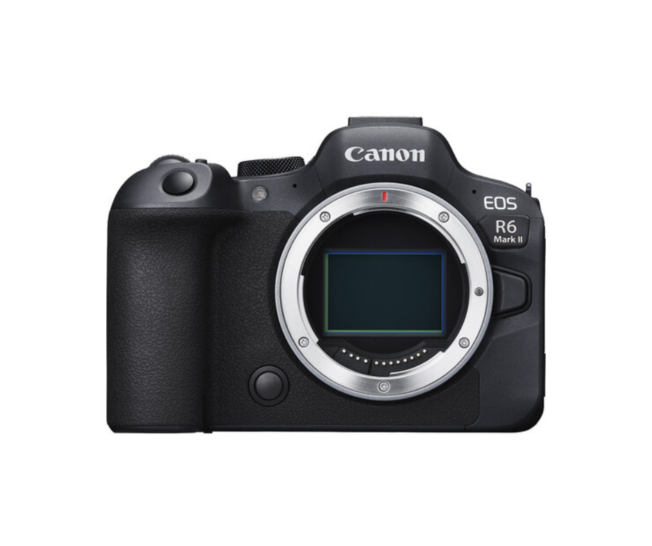 Canon EOS R5 Mark II full-frame mirrorless digital camera body showing the lens mount without a lens attached.