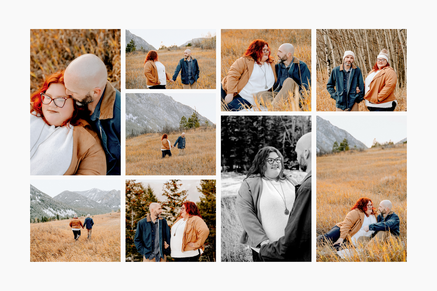 Couple exploring together during mountain engagement session in Red Lodge, Montana