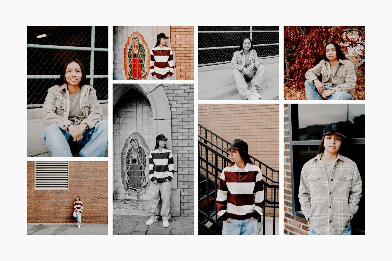 Moody senior photo session collage in downtown Billings, Montana