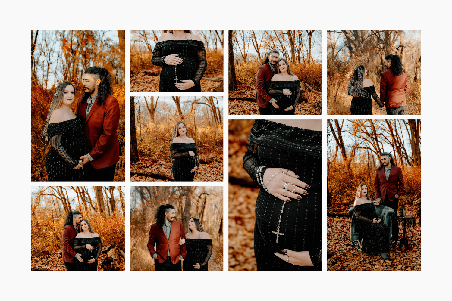 Moody fall maternity session collage in Billings, Montana