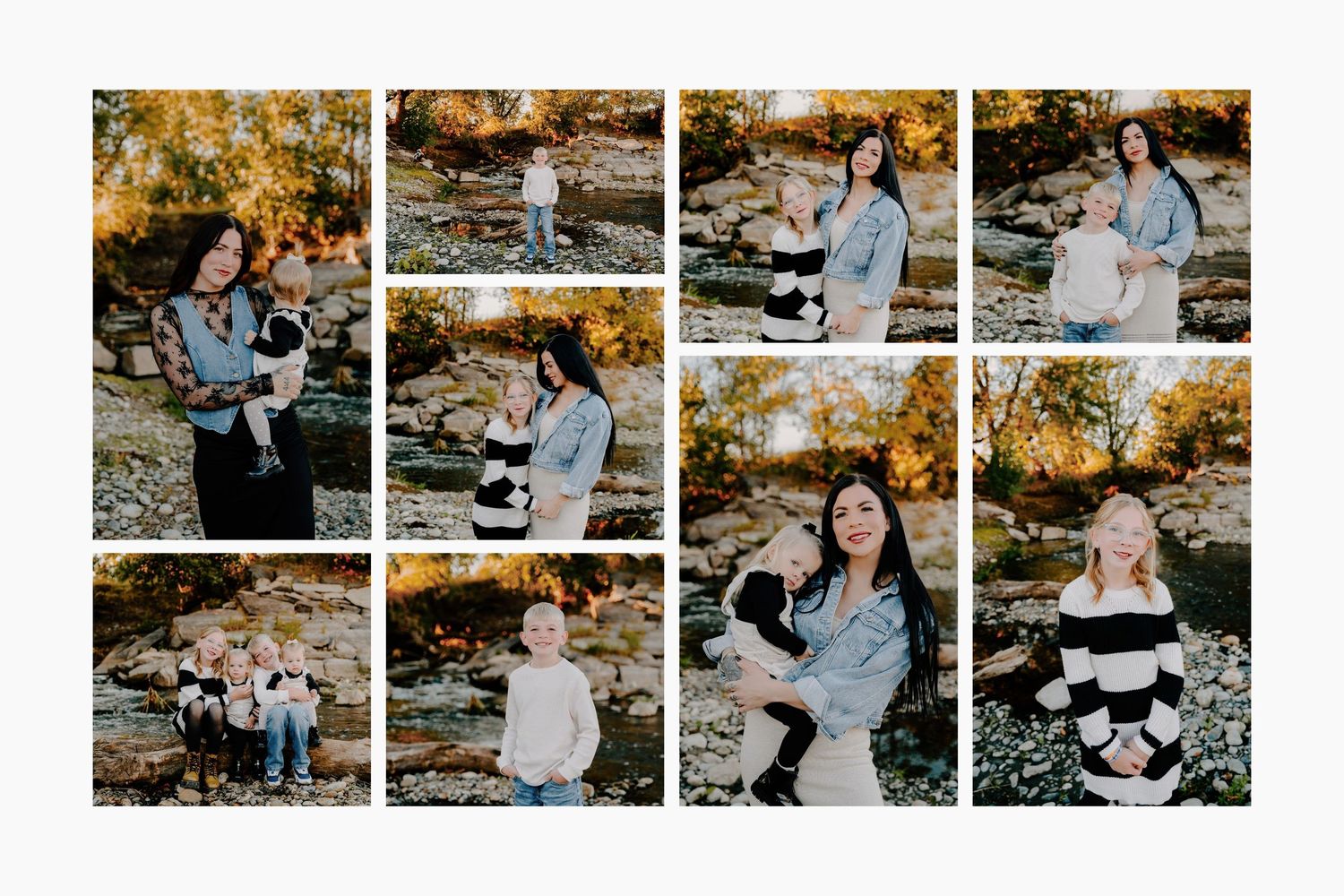 Fall family photos with a little creek near the Yellowstone River in Billings, Montana