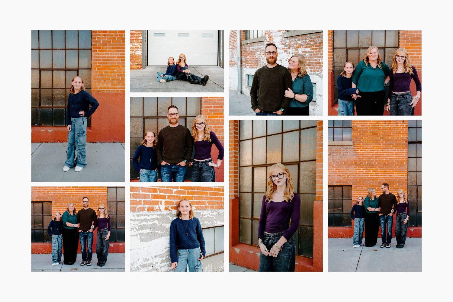 Downtown fall family photo session collage in Billings, Montana